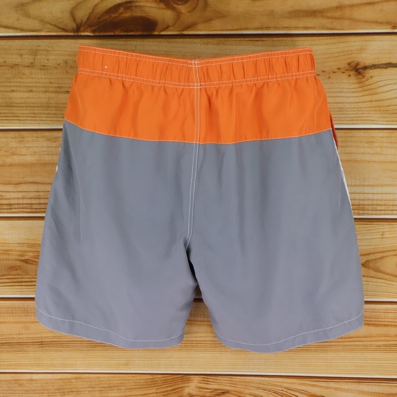 World Wide Sportsman Swim Trunks‎ w/ Liner Mens Size L Orange Gray ColorBlock - Picture 2 of 7